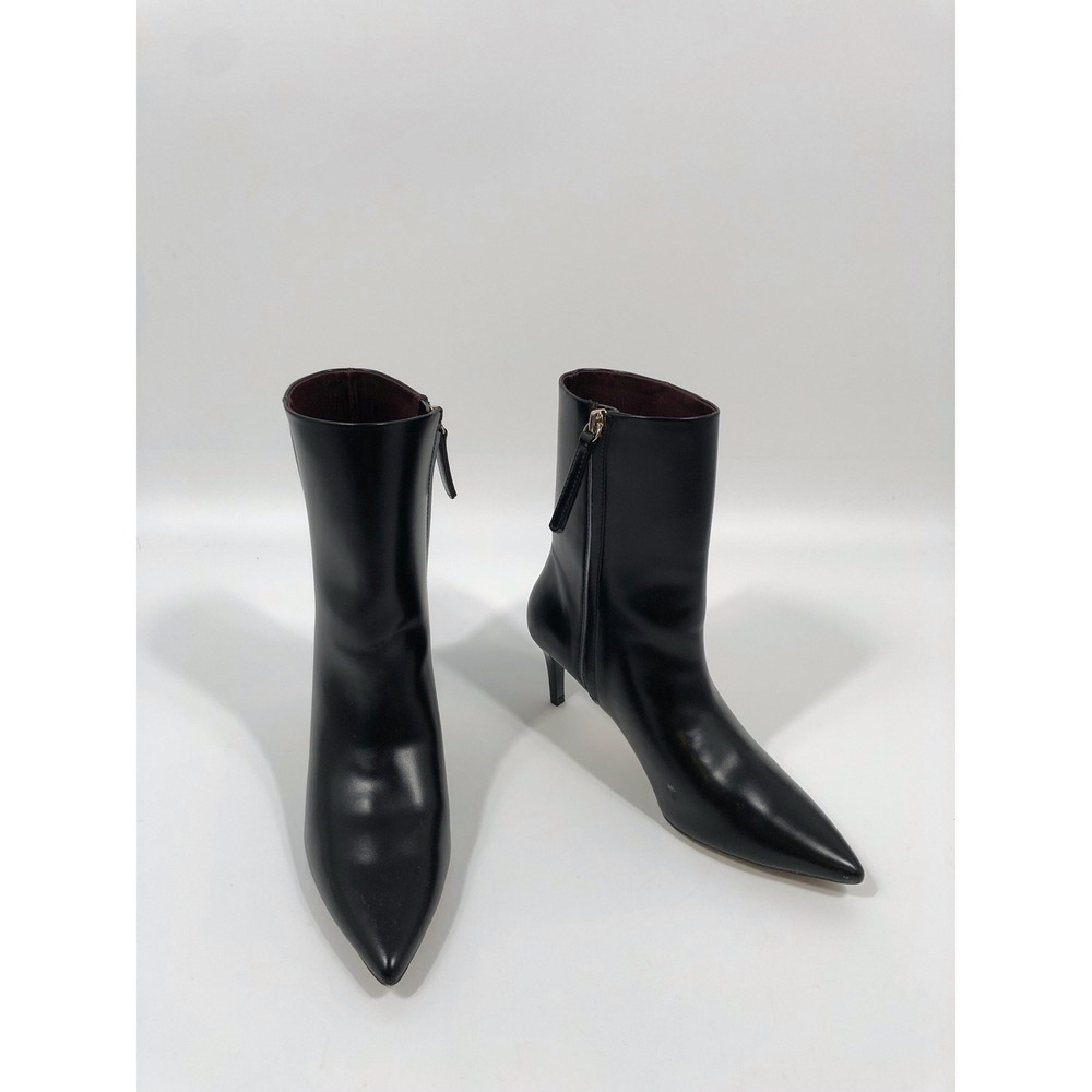 H&M Faux Leather Kitten Heel Point Toe Boots 7 Black 90s Minimalist Chic Capsule
